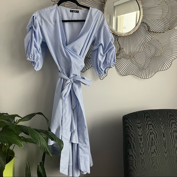 Stunning blue and white striped high low summer dress beach dress yacht dress - Picture 2 of 11